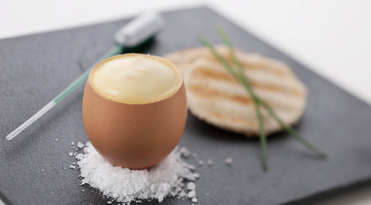 Breakfast Egg with Chive Infusion and Bread and Butter